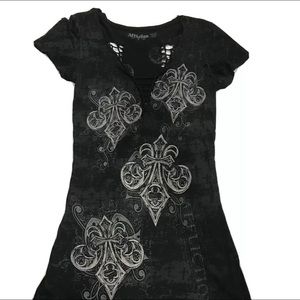 Affliction Black Distressed Women’s Small T Shirt